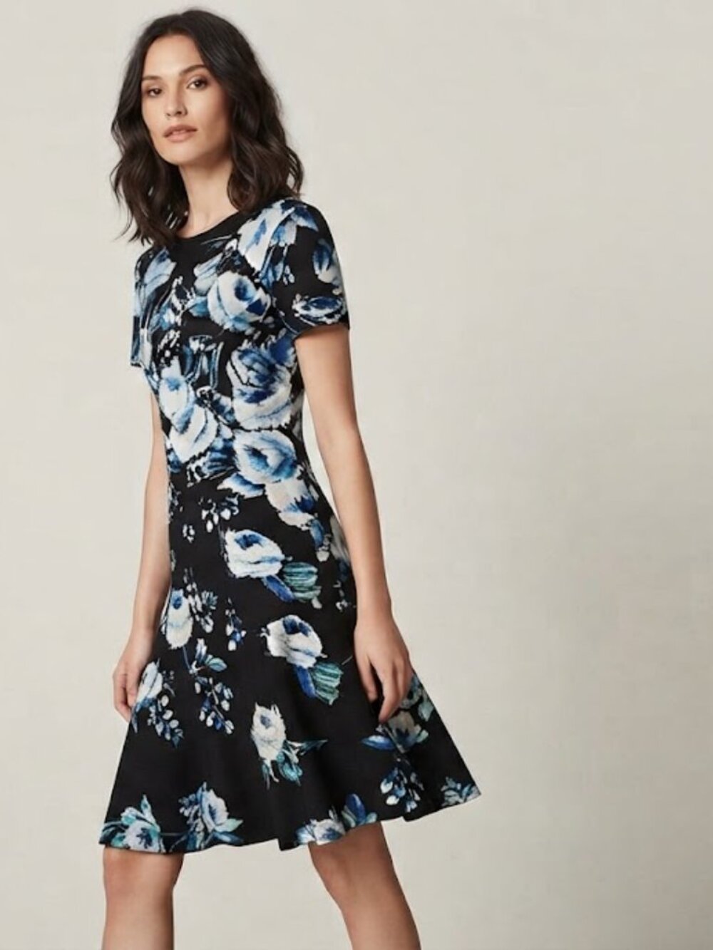 Karl Lagerfeld Paris Floral Drop Waist Flounce Dress size 6